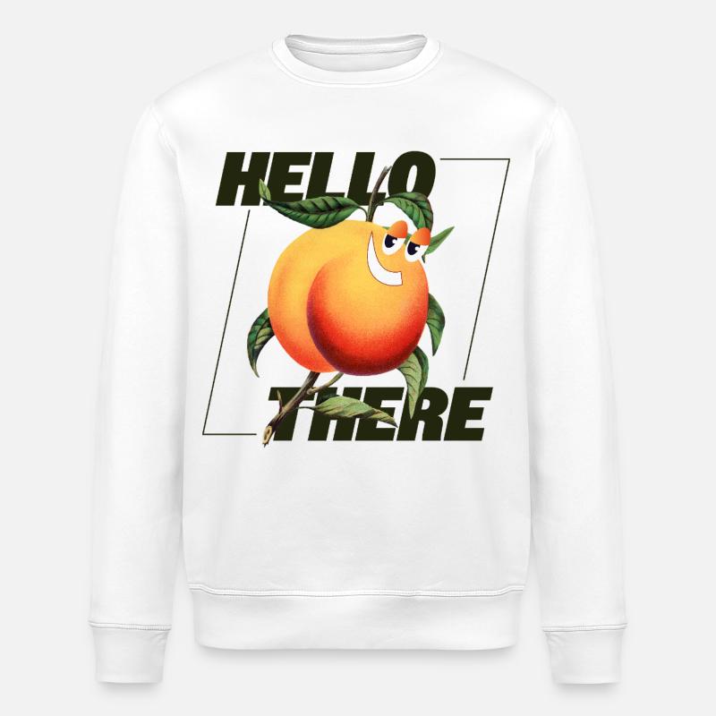 Peach Retro – Hello There Statement - Stanley/Stella Unisex Bio-Sweatshirt ROLLER - Weiß