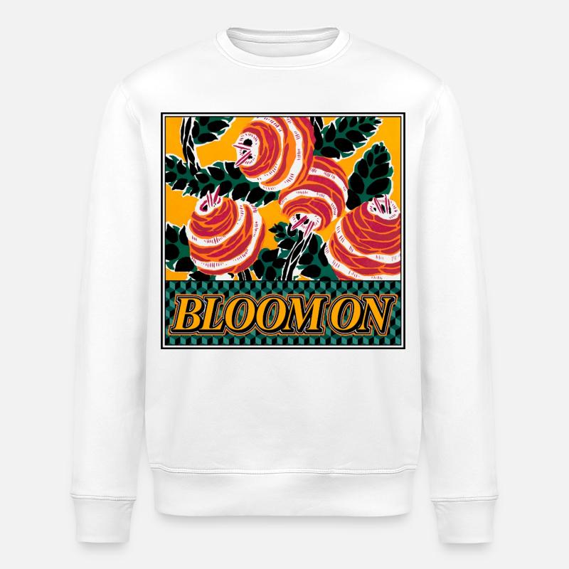 Bloom On – Retro Floral Statement - Stanley/Stella Unisex Bio-Sweatshirt ROLLER - Weiß