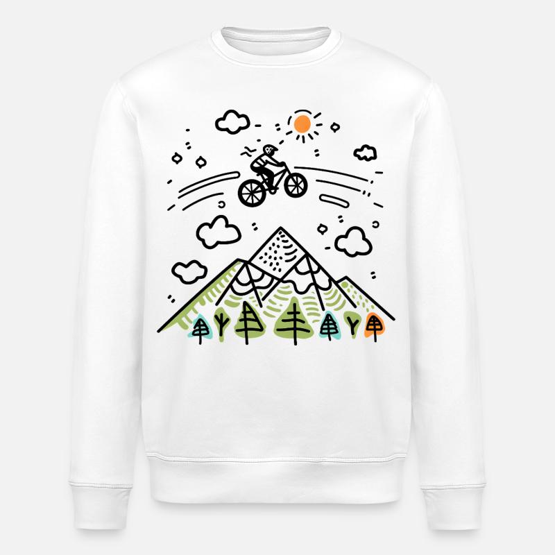 Mountainbiking Zeichnung - Stanley/Stella Unisex Bio-Sweatshirt ROLLER - Weiß