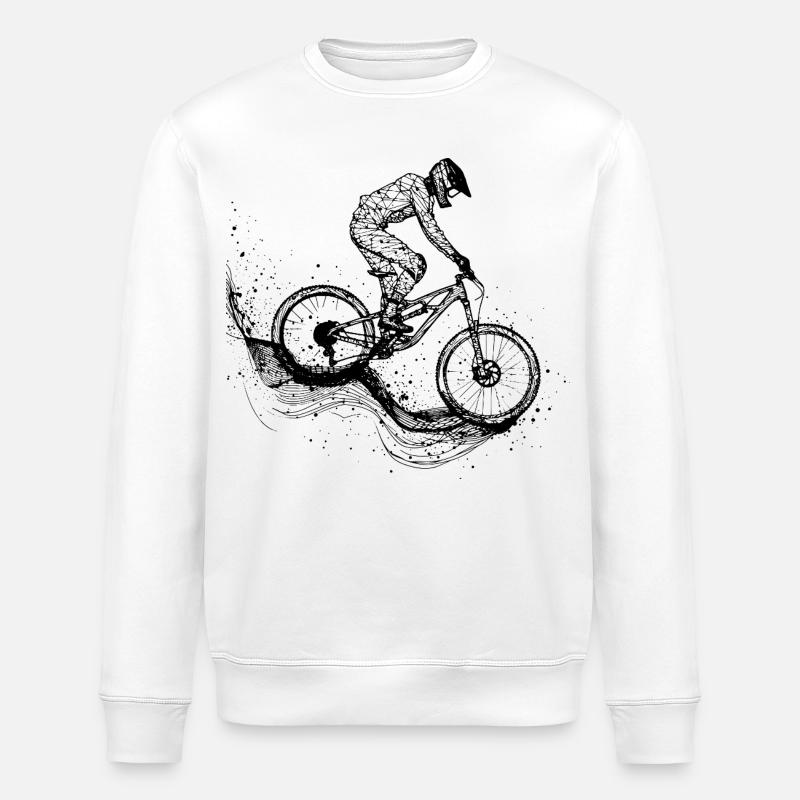 Radfahrer Line Art - Stanley/Stella Unisex Bio-Sweatshirt ROLLER - Weiß