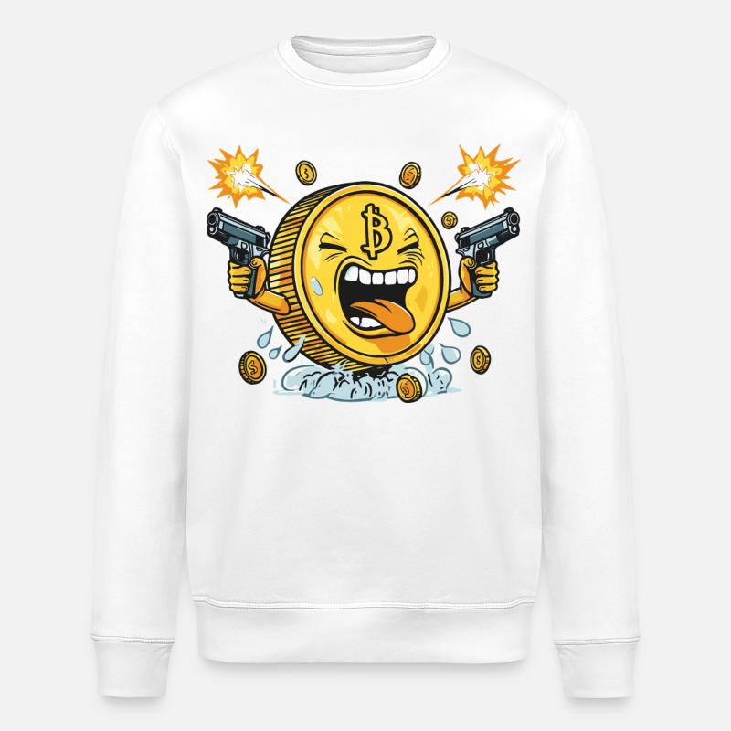 Bitcoin Gangster - Lustiges Krypto-Design - Stanley/Stella Unisex Bio-Sweatshirt ROLLER - Weiß