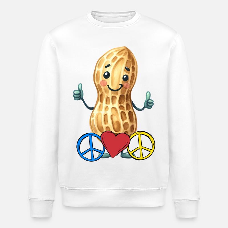Erdnuss Peace Herz Frieden - Stanley/Stella Unisex Bio-Sweatshirt ROLLER - Weiß