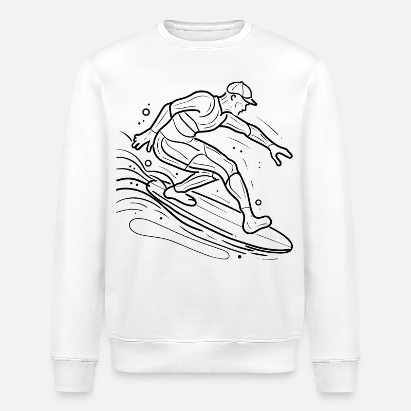 Dessin au trait du surfeur - Sweat bio ROLLER Stanley/Stella Unisexe - blanc