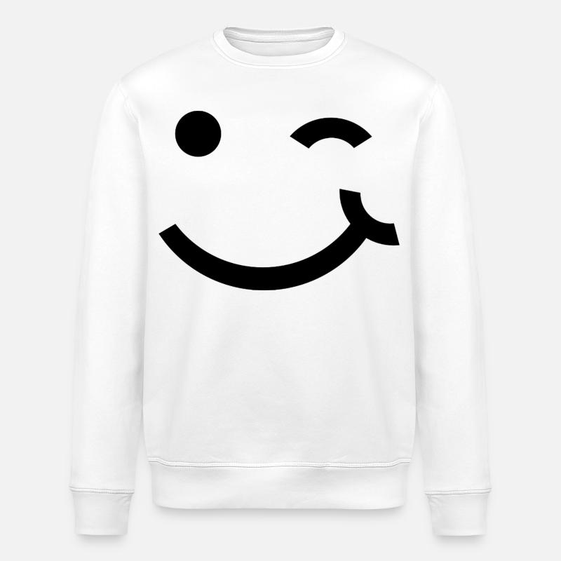 Zwinkerndes Gesicht, zwinkerndes Lächeln - Stanley/Stella Unisex Bio-Sweatshirt ROLLER - Weiß