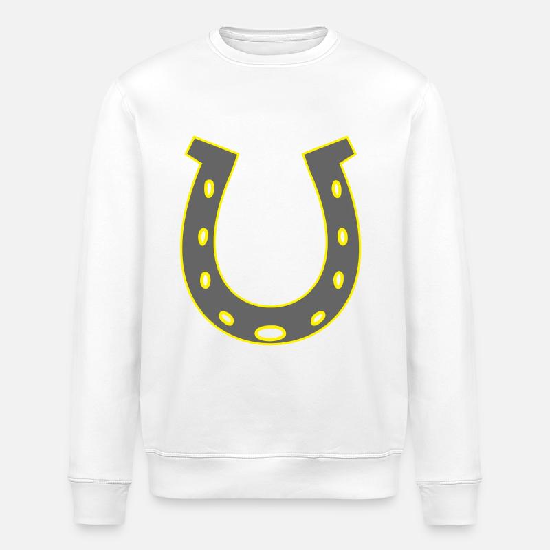 Pferd Pferde Hufeisen Reiterin - Stanley/Stella Unisex Bio-Sweatshirt ROLLER - Weiß