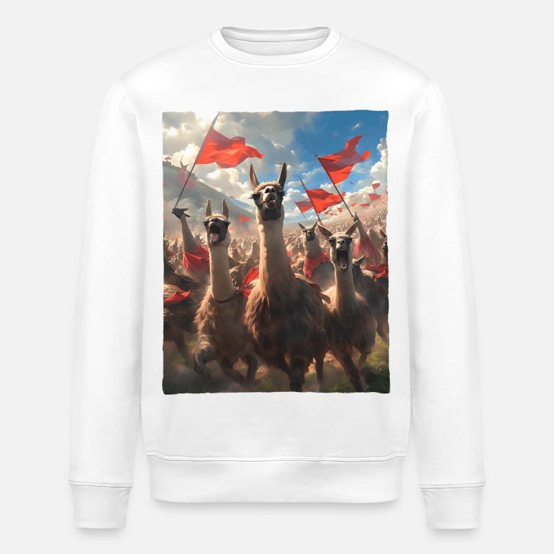 Épopée Llama Revolution Peinture Astucieuse - Sweat bio ROLLER Stanley/Stella Unisexe - blanc