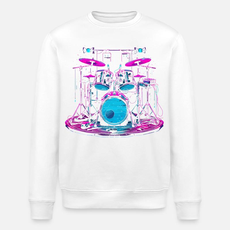 Schlagzeug Grafik - Stanley/Stella Unisex Bio-Sweatshirt ROLLER - Weiß