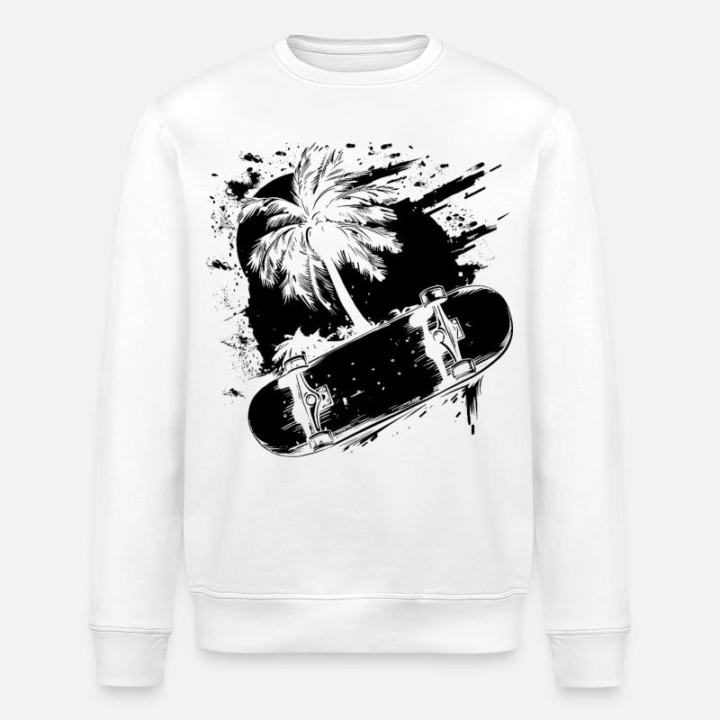 Skateboarding Grafik - Stanley/Stella Unisex Bio-Sweatshirt ROLLER - Weiß