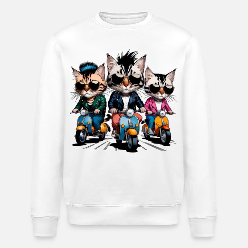 Rocker-Katzen - Stanley/Stella Unisex Bio-Sweatshirt ROLLER - Weiß