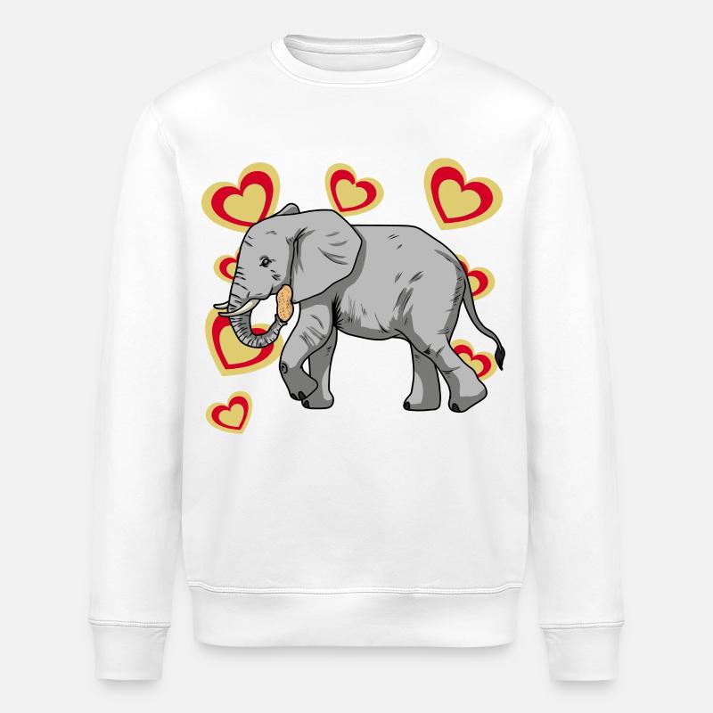 Elefant Elefanten Kinder Erdnuss - Stanley/Stella Unisex Bio-Sweatshirt ROLLER - Weiß