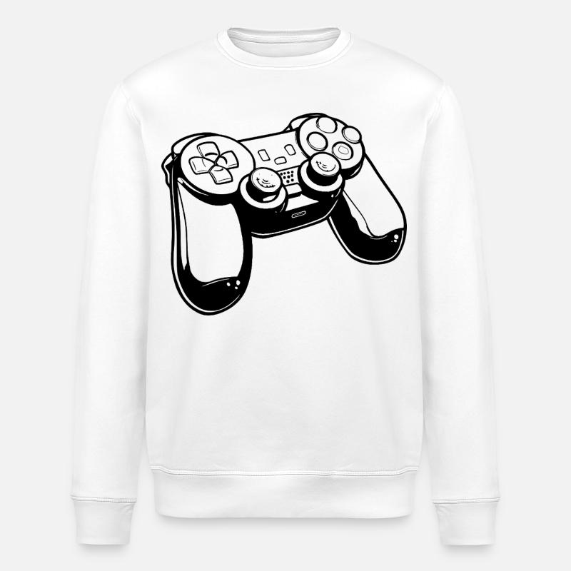 Gaming Controller Drawing - Stanley/Stella ROLLER Unisex Organic Sweatshirt - white