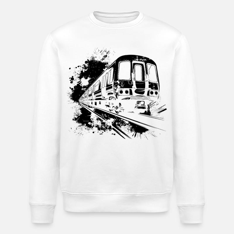 Train Paint Blobs - Stanley/Stella ROLLER Unisex Organic Sweatshirt - white