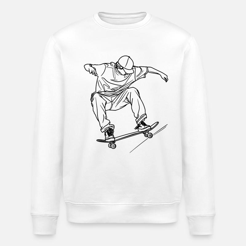 Skateboard garçon dessin - Sweat bio ROLLER Stanley/Stella Unisexe - blanc