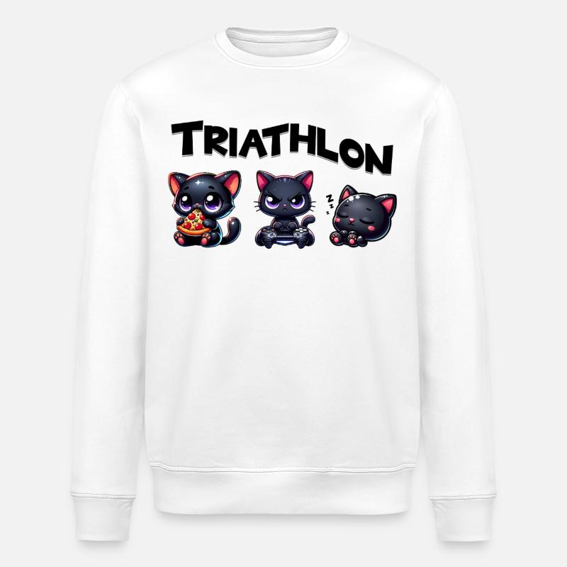 Triathlon Triathlète Chat - Sweat bio ROLLER Stanley/Stella Unisexe - blanc
