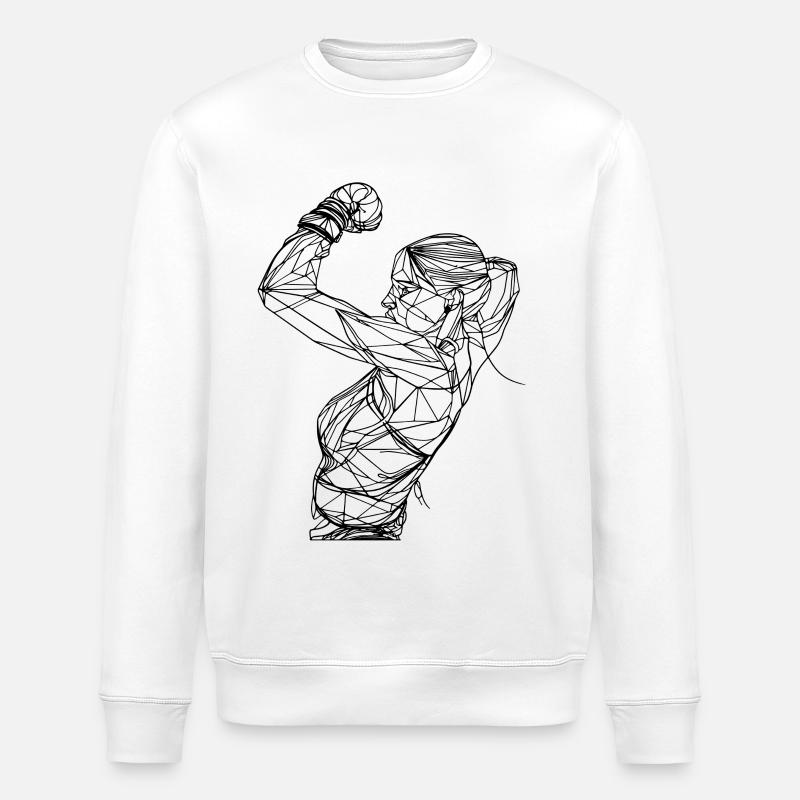 Weiblicher Boxer Line Art - Stanley/Stella Unisex Bio-Sweatshirt ROLLER - Weiß