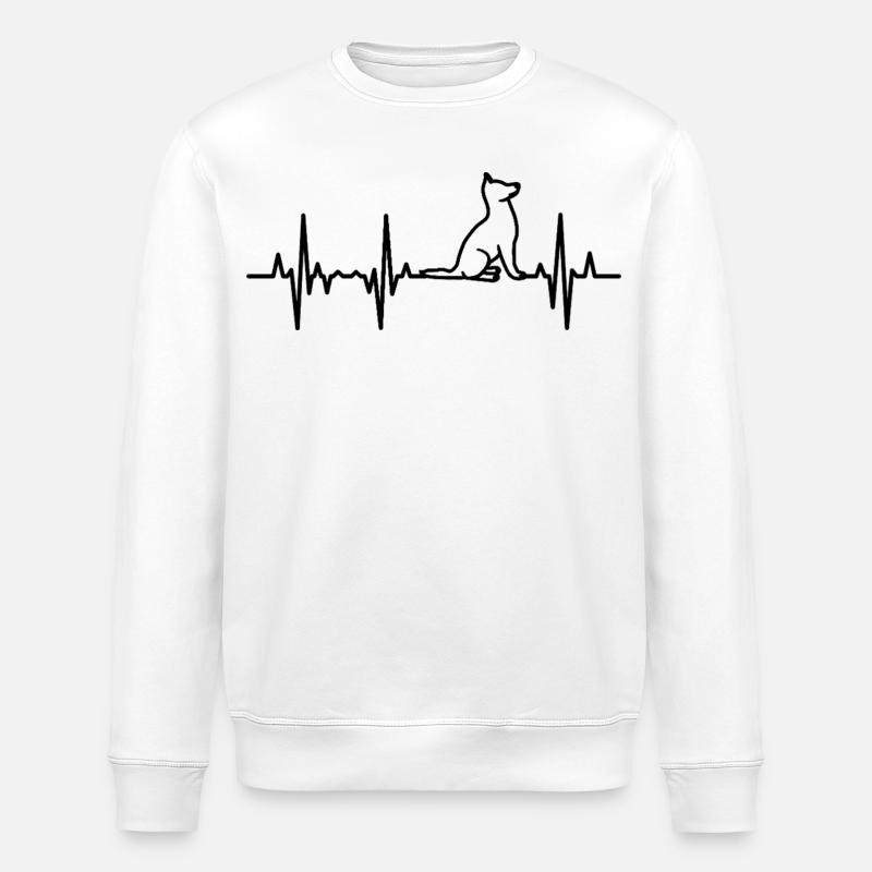 Hund EKG Herzlinie - Stanley/Stella Unisex Bio-Sweatshirt ROLLER - Weiß
