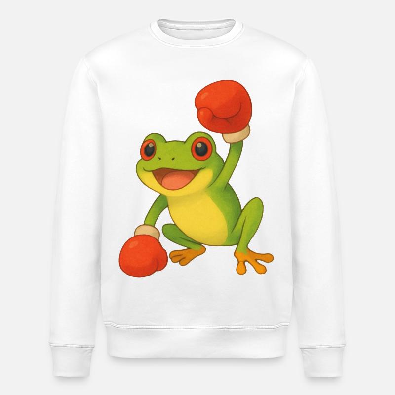 Frosch mit Boxhandschuhen - Stanley/Stella Unisex Bio-Sweatshirt ROLLER - Weiß