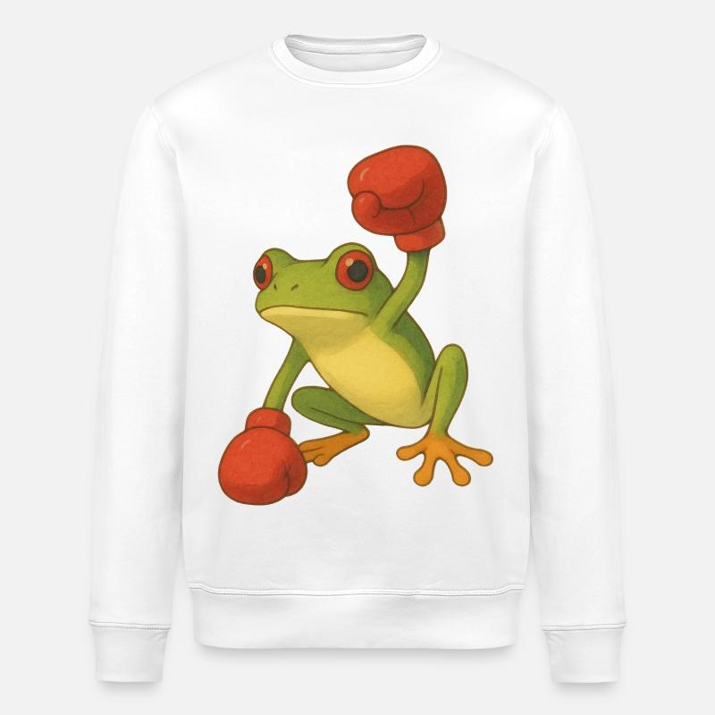 Frosch mit Boxhandschuhen - Stanley/Stella Unisex Bio-Sweatshirt ROLLER - Weiß