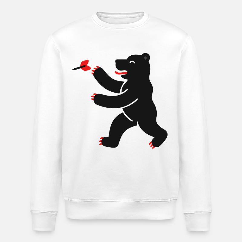 Bear at darts - Stanley/Stella ROLLER Unisex Organic Sweatshirt - white