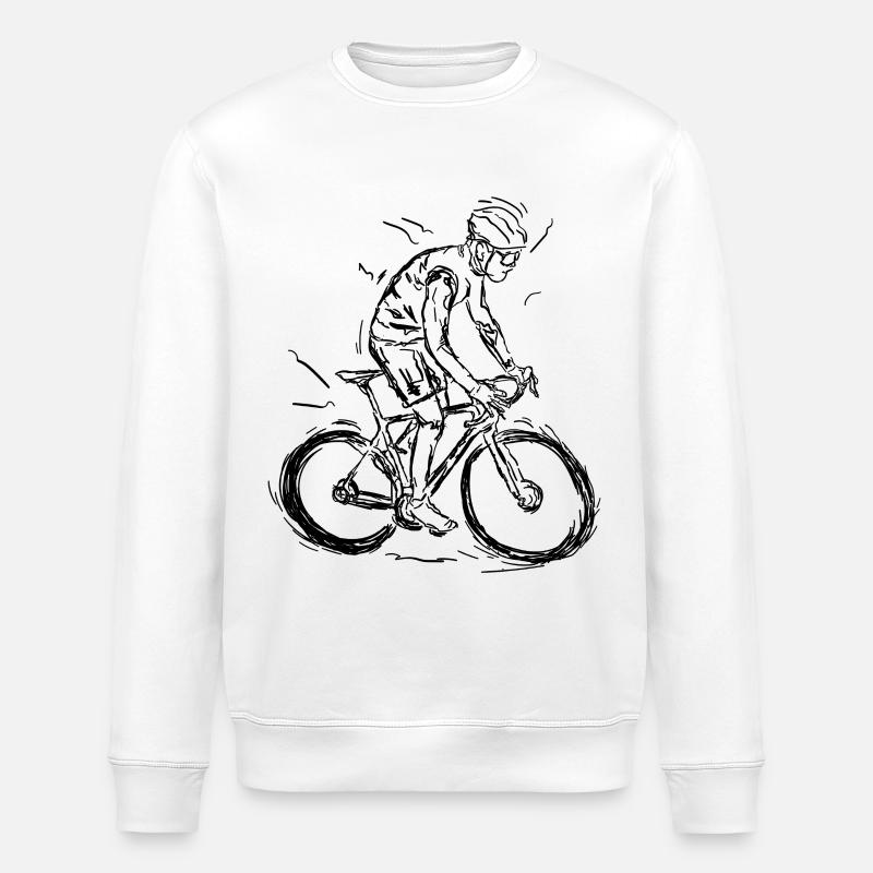 Lustige Radfahrer Skizze - Stanley/Stella Unisex Bio-Sweatshirt ROLLER - Weiß