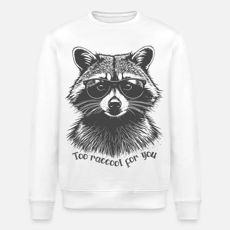 Too raccool for you - Lustiger Waschbär mit Brille - Stanley/Stella Unisex Bio-Sweatshirt ROLLER - Weiß