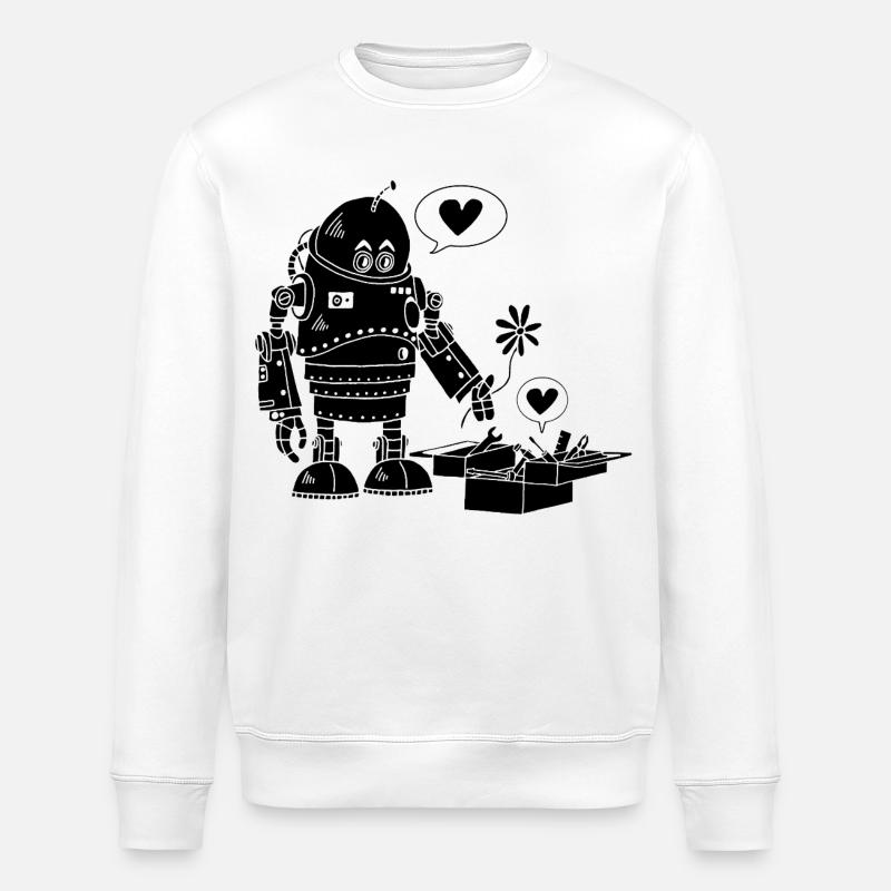 Robot amoureux (noir) - Sweat bio ROLLER Stanley/Stella Unisexe - blanc