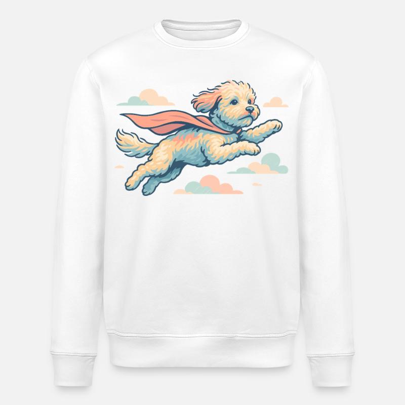 Super Hund Havapoo Cape Umhang Geschenk - Stanley/Stella Unisex Bio-Sweatshirt ROLLER - Weiß