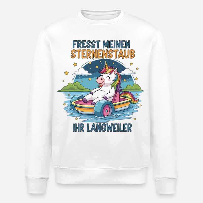Einhorn Tretbootfahrt - Stanley/Stella Unisex Bio-Sweatshirt ROLLER - Weiß