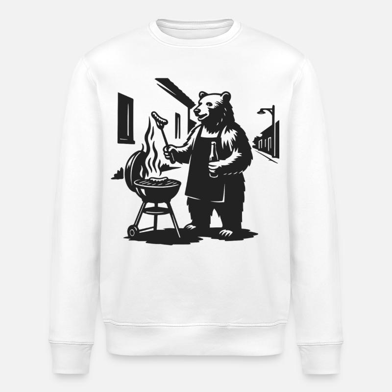 Grill Master Bear - Sweat bio ROLLER Stanley/Stella Unisexe - blanc