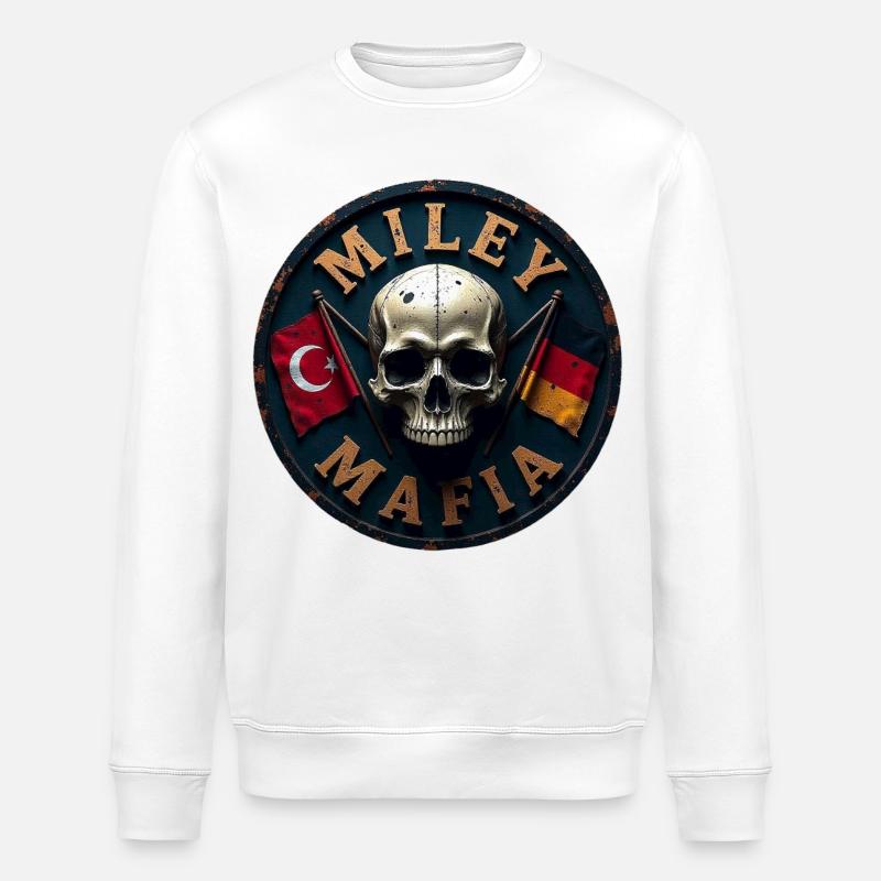 Militärischer Skull mit Flaggen - Stanley/Stella Unisex Bio-Sweatshirt ROLLER - Weiß