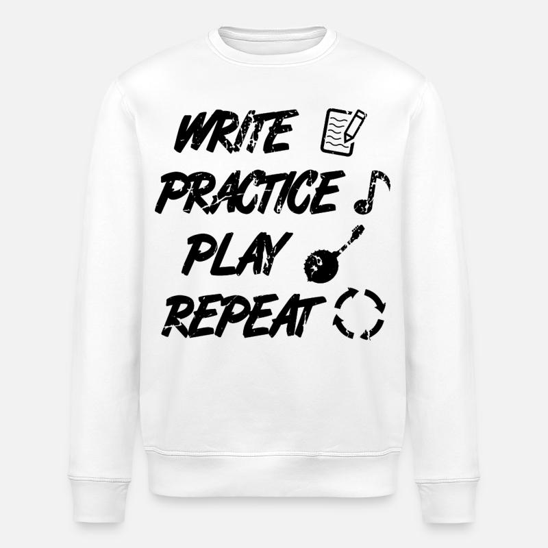 Write Practice Play Repeat - Stanley/Stella Unisex Bio-Sweatshirt ROLLER - Weiß
