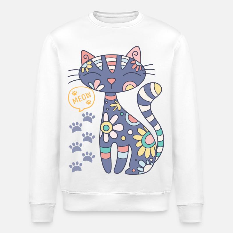 Mandala Katze - Stanley/Stella Unisex Bio-Sweatshirt ROLLER - Weiß