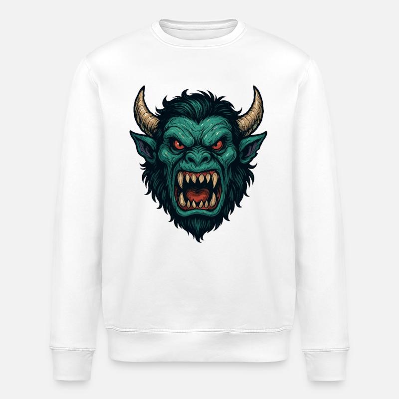 Dämonisches Wyrmgesicht - Stanley/Stella Unisex Bio-Sweatshirt ROLLER - Weiß