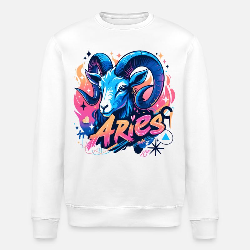 Widder – Sternzeichen – 🔮 ♈ - Stanley/Stella Unisex Bio-Sweatshirt ROLLER - Weiß