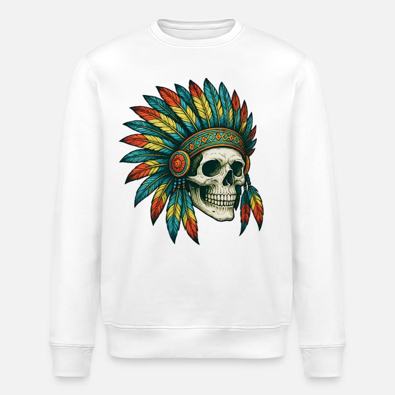 Eingeborener Stamm Schädel Illustration - Stanley/Stella Unisex Bio-Sweatshirt ROLLER - Weiß