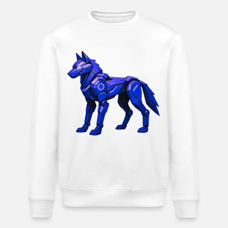 Futuristische digitale Wolf Illustration - Stanley/Stella Unisex Bio-Sweatshirt ROLLER - Weiß
