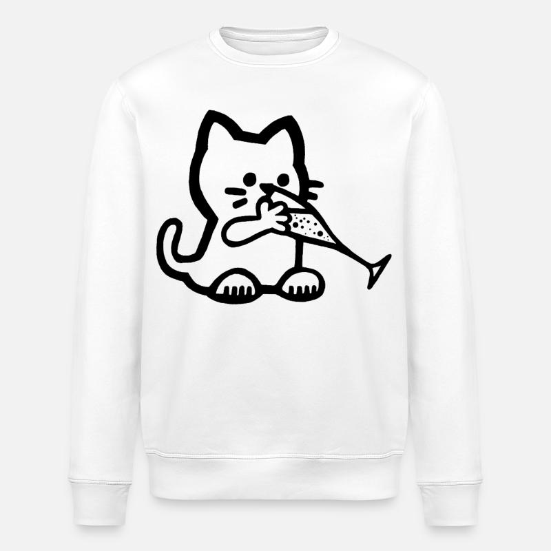 Chaton qui a soif - Sweat bio ROLLER Stanley/Stella Unisexe - blanc