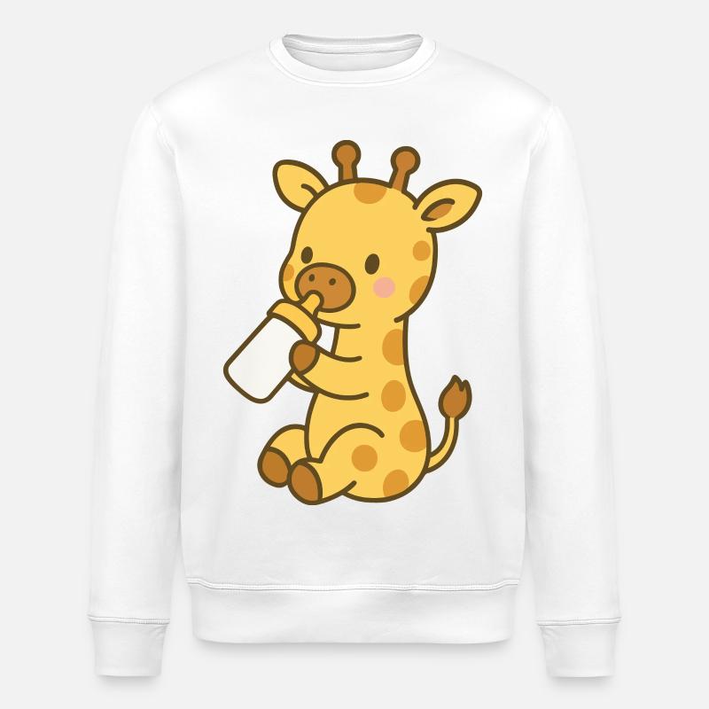 Giraffenliebe mit Flasche - Stanley/Stella Unisex Bio-Sweatshirt ROLLER - Weiß