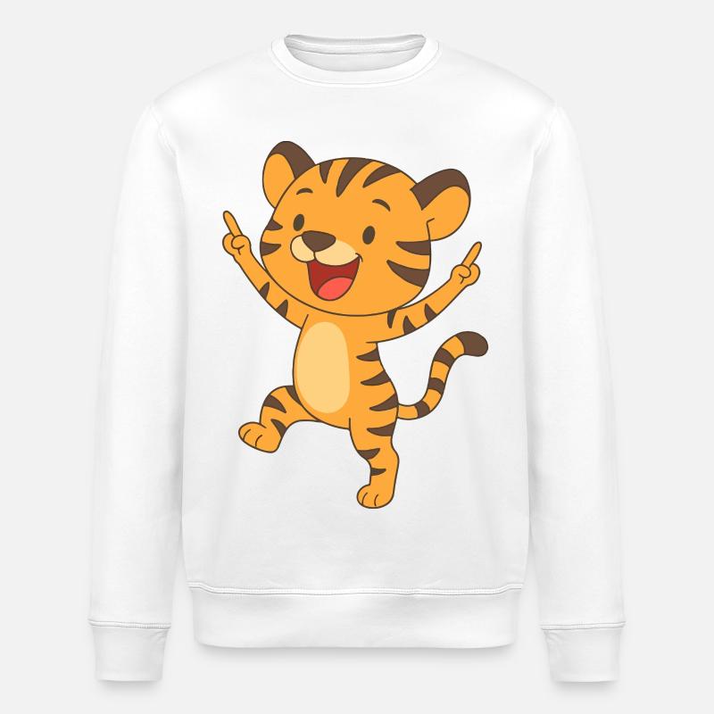 Fröhliches Tigerchen - Stanley/Stella Unisex Bio-Sweatshirt ROLLER - Weiß