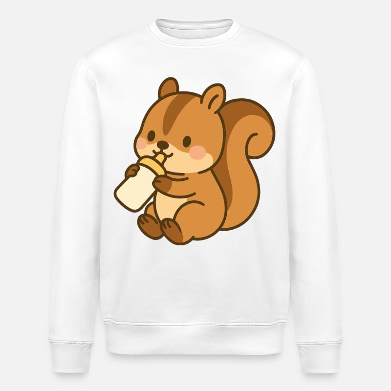 Flask Fluffy Squirrel - Stanley/Stella ROLLER Unisex Organic Sweatshirt - white