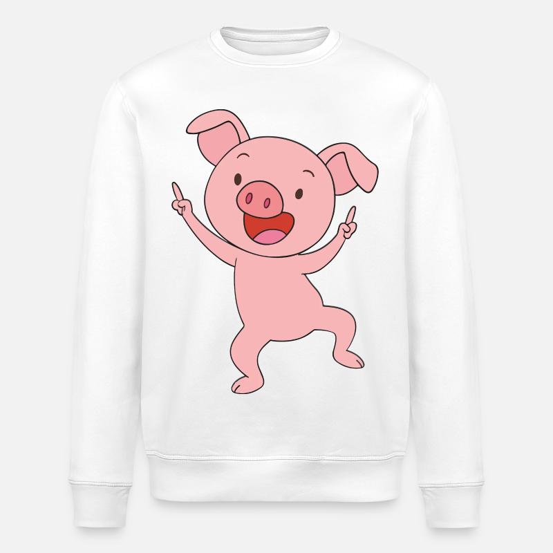 Rosa Glücksferkel - Stanley/Stella Unisex Bio-Sweatshirt ROLLER - Weiß
