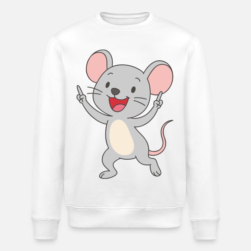 Dancing fun mouse - Stanley/Stella ROLLER Unisex Organic Sweatshirt - white