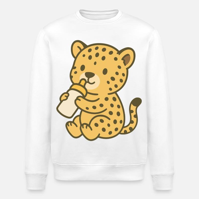 Bébé guépard avec biberon - Sweat bio ROLLER Stanley/Stella Unisexe - blanc