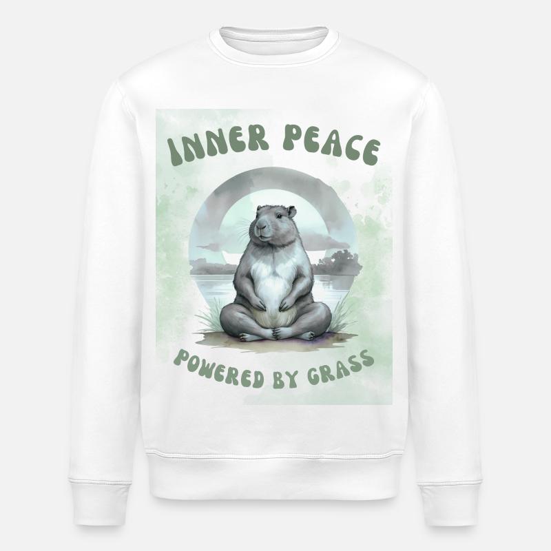 Inner Peace – Powered by Grass Design - Stanley/Stella ROLLER Unisex Organic Sweatshirt - white