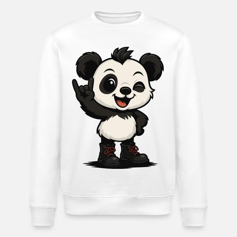 Panda Punk’n’Roll - Sweat bio ROLLER Stanley/Stella Unisexe - blanc