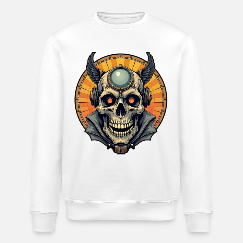 Der geflügelte Schädel. - Stanley/Stella Unisex Bio-Sweatshirt ROLLER - Weiß