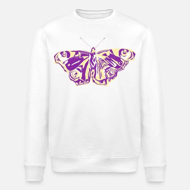 Lila-Gelber Schmetterling - Stanley/Stella Unisex Bio-Sweatshirt ROLLER - Weiß