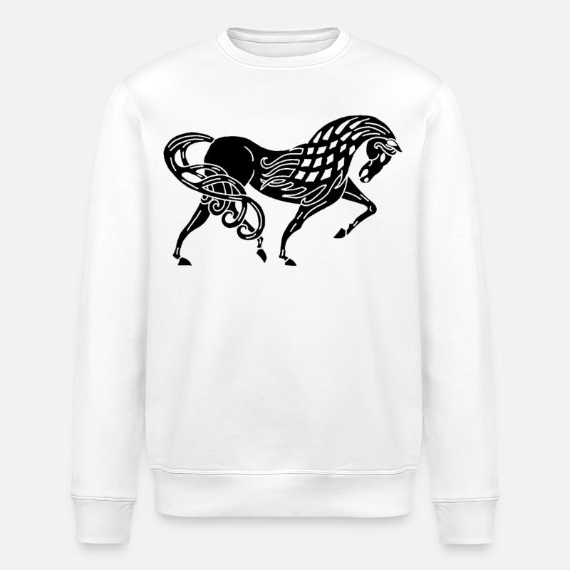 Schwarzes keltisches Pferd - Stanley/Stella Unisex Bio-Sweatshirt ROLLER - Weiß