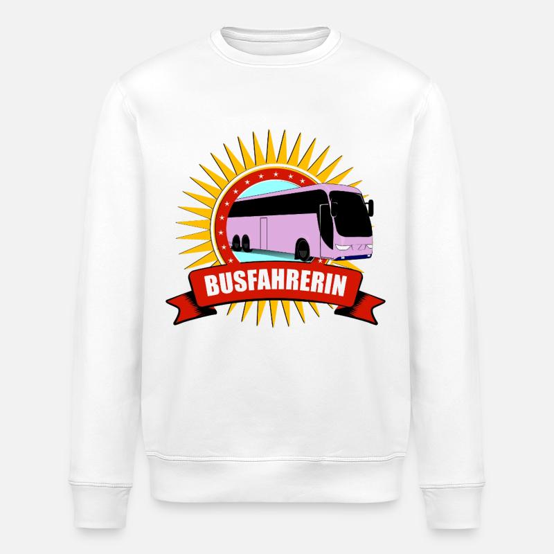 Bus Driver Silhouette Pattern - Stanley/Stella ROLLER Unisex Organic Sweatshirt - white