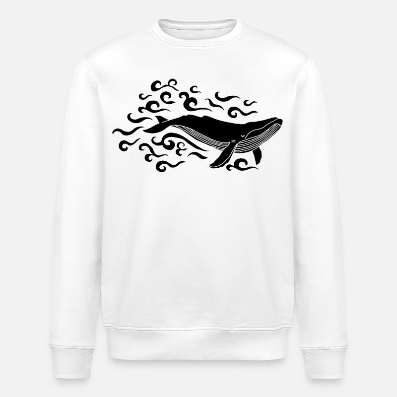 Baleine noire - Sweat bio ROLLER Stanley/Stella Unisexe - blanc